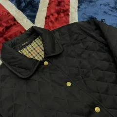 実寸XL DAKS キルティングジャケット/ネイビー/約光沢