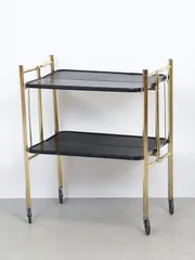 1950 - 60年代 Reylon社製 ヴィンテージ ブラック & ゴールドメタル フォルディング ティーカート