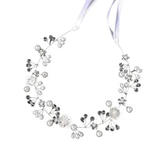 【人気商品】子供 ダンス/卒業式/写真/和装/撮影 発表会/結婚式/入学式/パーティー 大人用 女の子 ヘアアクセサリー 花冠 ヘアバンド (シルバー フラワー 花かんむり パール パール 花 A) カチューシャ 髪飾り 花飾り [LUYING]