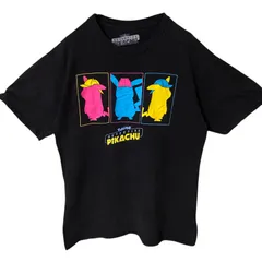 ピカチュウ キャラクター ポケモン プリント M 探偵 ブラック 黒 Tシャツ メンズ レディース ユニセックス 古着 半袖