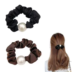【数量限定】パール【２個セット】 髪ゴム ヘアゴム ヘアアクセサリ ヘアポニー 跡がつかないゴム ヘアアクセサリー まとめ髪 かわいい 優雅 可愛い 大人 レディース 結婚式