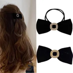 【新着商品】蝶結び 髪飾り 髪飾り ベルベット 髪飾り ロング 少女リボンのヘアゴム リボン かわいい リボン ヘアアクセサリー 生地 ポニーフック 黒 ヘアアクセアリー 黒 レディース リボン 蝶々結び 全年使用 ベロアリボン 卒業式/結婚式/入学式/デー