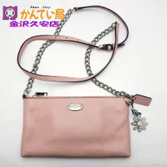 COACH コーチ　F52709　クイン クロスボディ ペブルレザー　チェーンショルダー　ウォレット　スマホショルダー　ピンク　別売りフラワーキーホルダーつき　25-Ｈ-245　久安店