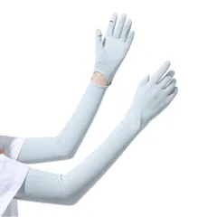 [Jazolmky] アームカバー 日焼け防止 UVカット手袋 指先までフルカバー 運転用 サイクリング用 UPF50+ 接触冷感 吸汗速乾 滑り止め 冷感 ひんやり 手袋レディース メンズ 夏 (ブルー) ブランド: Jazolmky