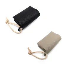 【新着商品】携帯用 PUレザー掛けられるポケットティッシュケース 掛けられるポケットティッシュポーチストラップ付ティッシュケース おしゃれ ２点ティッシュカバー かわいい 持ち運び ポケットティッシュケース (Black-Gray)