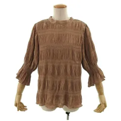 ナイスクラップ NICE CLAUP カットソー 七分袖 プリーツ加工 ブラウン 茶 F