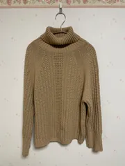 H/standard タートルネック ケーブルニット M ベージュ ウール混 メンズ レディース可