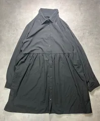 【極美品】GU ティアードシャツワンピース ギャザー切替シャツワンピース チュニック 黒 XXL 大きいサイズ