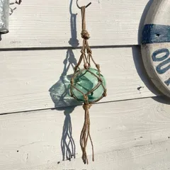 ビン玉オーナメント約9cm　全長約４３cm「海雑貨フィールザシー」浮き玉、ガラス玉、瓶球