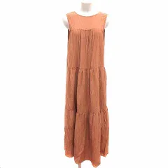 ダブルクローゼット w closet ワンピース フレア ロング ノースリーブ F 茶 ブラウン /YK