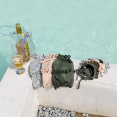 帽子付き3カラーフリル水着