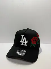 Newera ロサンゼルスドジャース ローズ刺繍 9forty A-FRAME スナップバックキャップ ブラックカラー