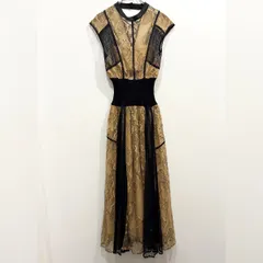 SNIDEL スナイデル 新木優子さん色違い着用 スイッチングレースドレス フレンチスリーブ ワンピース サテン レース ブラック ベージュ サイズ1【送料込み】