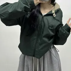 NIKE 00s ソロ スウッシュ アバントフィット 緑 オールドスクール アウター フード ジャケット (XXL)