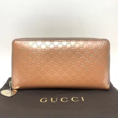 3125 GUCCI グッチ 長財布 マイクロシマ PVC ラウンドファスナー ピンク系 ハートチャーム