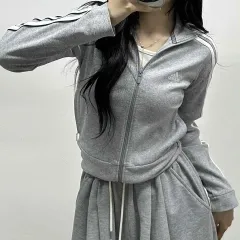 アディダス 00s グレー ホワイト ガールズ コットン トラックジャージ レアジャージ (85)