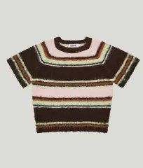 (新品) グローブ ストライプ 半袖 ニット