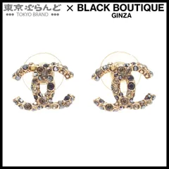 シャネル CHANEL ピアス ゴールドxブラック メタル ラインストーン カラーストーン ココマーク 07A レディース 101838947