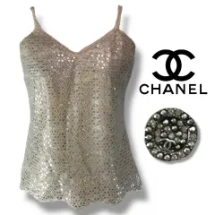 CHANEL シャネル 正規品 ノースリーブ スパンコール チュール キャミソール トップス 出品