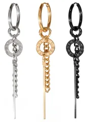 [SEIYA INTERNATIONAL] ピアス メンズ 片耳 フープピアス リングピアス チェーンピアス フープ リング ローマ数字 ステンレス 18G