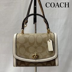 COACH コーチ シグネチャー 2way ハンドバッグ ホワイト パイソン柄