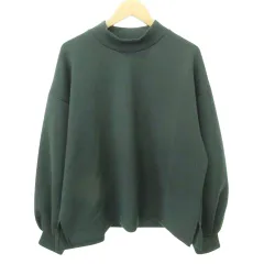 タケオキクチ TAKEO KIKUCHI 美品 トレーナー モックネック 無地 サイドスリット 厚手 フリーサイズ 緑 グリーン ■MET1のサムネイル