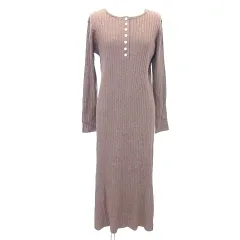 フリークスストア FREAKS STORE Sig リブ ニット ワンピース ロング ヘンリーネック F 茶 ブラウン A1204