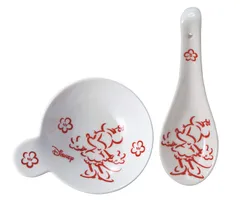 【数量限定】ディズニー ミニーマウス(和風) レンゲ&とんすい(鍋の取鉢)セット 白 SAN2830