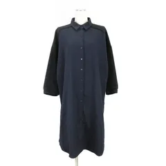 カロリナ グレイサー CAROLINA GLASER シャツワンピース 長袖 フリース切替 ネイビー 241223E ■GY99