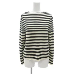 23区 オンワード樫山 美品 ボートネックニット セーター ウール 40 アイボリー 黒 ブラック ボーダー /IU