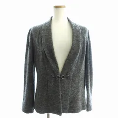 レリアン Leilian 美品 ニットジャケット ロロピアーナ 長袖 無地 アルパカ混 グレー 7