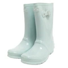 アモジ AMOJI 未使用 レインブーツ ショート 長靴 ベルト 水色 23.0㎝