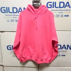 新品未使用 GILDAN ギルダン プルオーバー パーカー セーフティピンク S,M,L,XLサイズ 桃色 ネオンピンク セーフティーピンク 無地 裏起毛 長袖 カブリパーカー スウェット スエット ミリタリー ★宅急便コンパクト/レターパックプラス