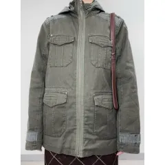 日本 ヴィンテージ カーキ ワークウェア ユーティリティ フード ジャケット アウター y2k