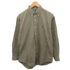 ラルフローレン RALPH LAUREN 古着 ボタンダウンシャツ BDシャツ 長袖 ポニー刺繍 オーバーサイズ M カーキ ■MET2