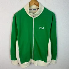 FILA フィラ トラックジャケット ロゴ刺繍 グリーン Lサイズ メンズ 古着 ストリート スポーツMIX