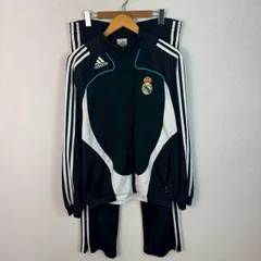 adidas アディダス レアル・マドリード トラックジャケット 刺繍ロゴ ブラック Mサイズ メンズ 古着 スポーツMIX ストリート Y2K