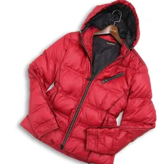 HIDEAWAYS NICOLE ハイダウェイ ニコル 秋冬★ 光沢 ドット 総柄 フーディー ダウン ジャケット Sz.48　メンズ 赤