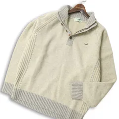 CROCODILE クロコダイル 秋冬 ワニ ロゴ 刺繍★ 切替 ウール100％ ハーフジップ プルオーバー ニット セーター Sz.L メンズ