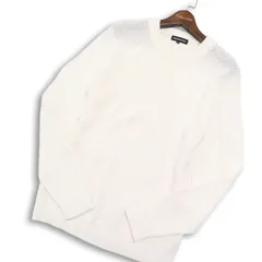 semantic design セマンティック デザイン 秋冬 ボーダー★ クルーネック ニット セーター Sz.M メンズ 白のサムネイル