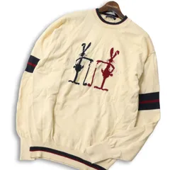 PEARLY GATES GOLF パーリーゲイツ ゴルフ 秋冬 ロゴ刺繍★ ウール100％ ライン クルーネック ニット セーター Sz.4 メンズ