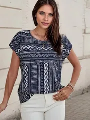 【新品】レディース 幾何学模様のエレガントトップ