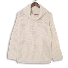 Laura Ashley ローラアシュレイ 秋冬 ウール混★ ラメ タートルネック ニット セーター ター Sz.M レディース 白