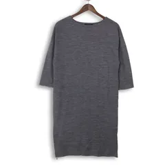 TRANS WORK トランスワーク 秋冬 ウール100％★ サイドジップ ニット ワンピース チュニック Sz.40 レディース グレーのサムネイル