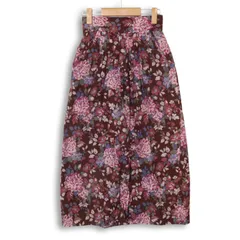 Laura Ashley ローラアシュレイ 秋冬 ウール混★ 花柄 フラワー総柄 タック ギャザー スカート Sz.9AR レディース