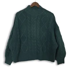 GRL グレイル 秋冬 オーバーサイズ★ ケーブル モック ネック ニット セーター Sz.F レディース 緑色