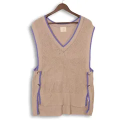 Spoon Store スプーンストア 秋冬 配色★ Vネック ニット ベスト サイドスリット Sz.F レディース