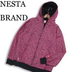 NESTA BRAND ネスタブランド 秋冬 裏起毛★ ロゴ 総柄 フルジップ オーバーサイズ スウェット パーカー Sz.S メンズのサムネイル