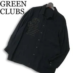 GREEN CLUBS グリーンクラブ ウール混★ ヨギベア くま 刺繍 長袖 シャツ Sz.5 メンズ 黒 大きいサイズのサムネイル