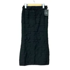 カスタネ Kastane カットフリルIラインスカート ロング丈 ウエストゴム 0 黒 ブラック ■GY43 レディース